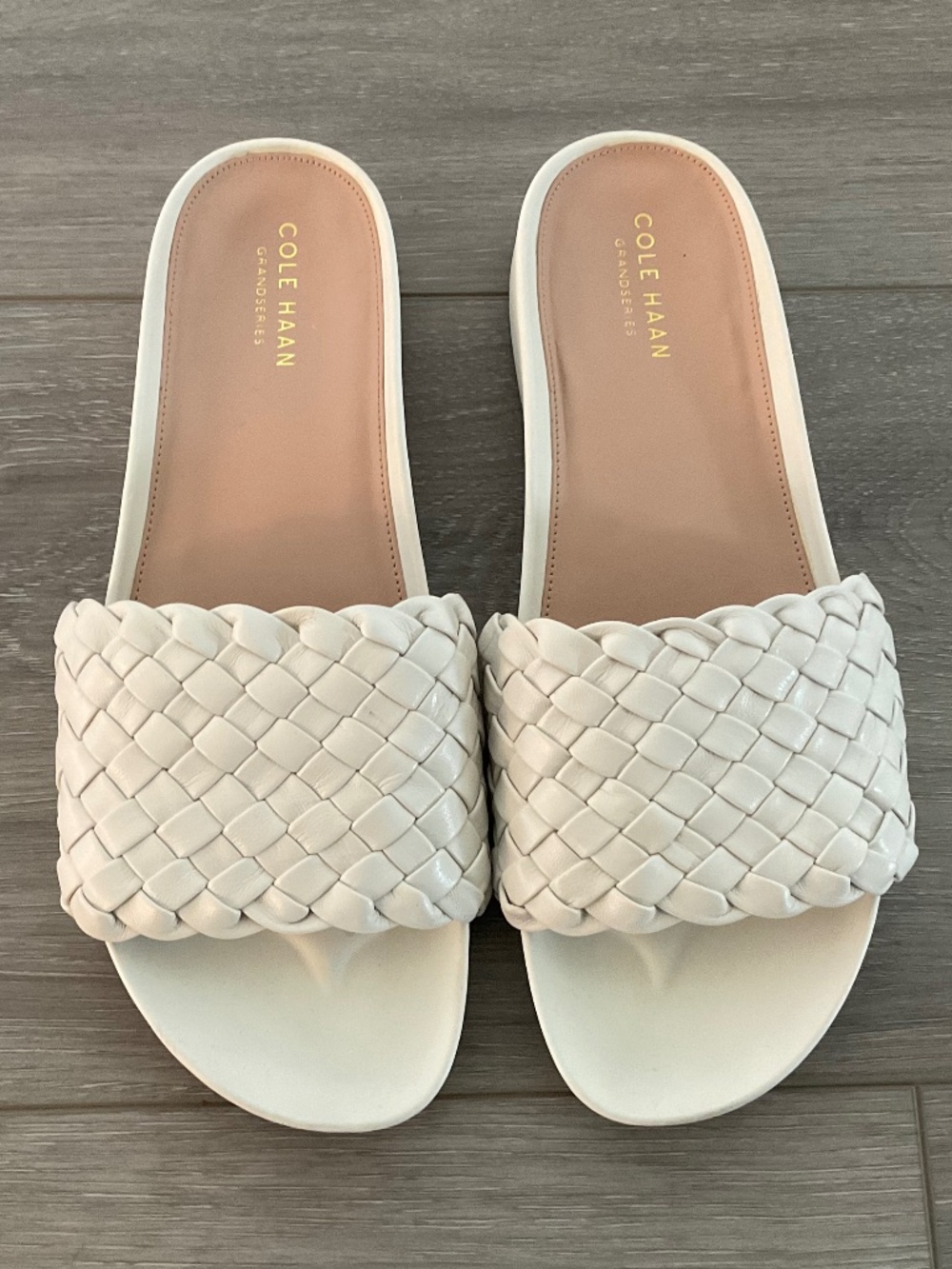 COLE HAAN Mojave Woven Slide Off White/Ivory Size 9 NEW